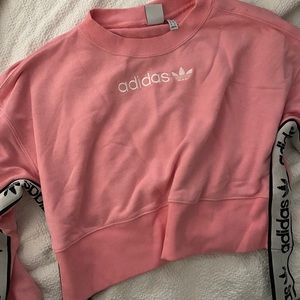 Cropped neon pink Adidas crewneck